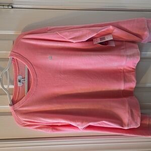 JUICY COUTURE WOMEN'S JUNIOR PINK LONG SLEEVE VELVETEEN PULLOVER CREWNECK XXL